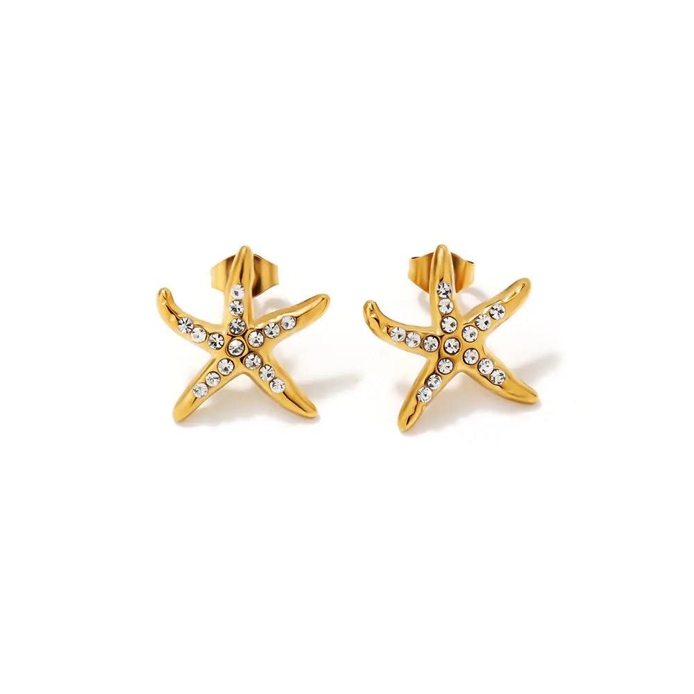 Rhinestone Starfish Earrings