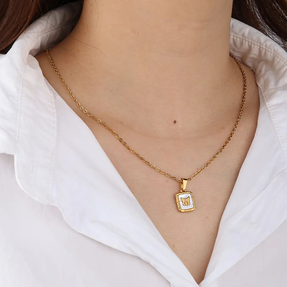 Vintage Butterfly Pendant Necklace