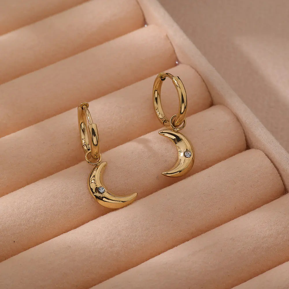 Moon Design Stud Earrings