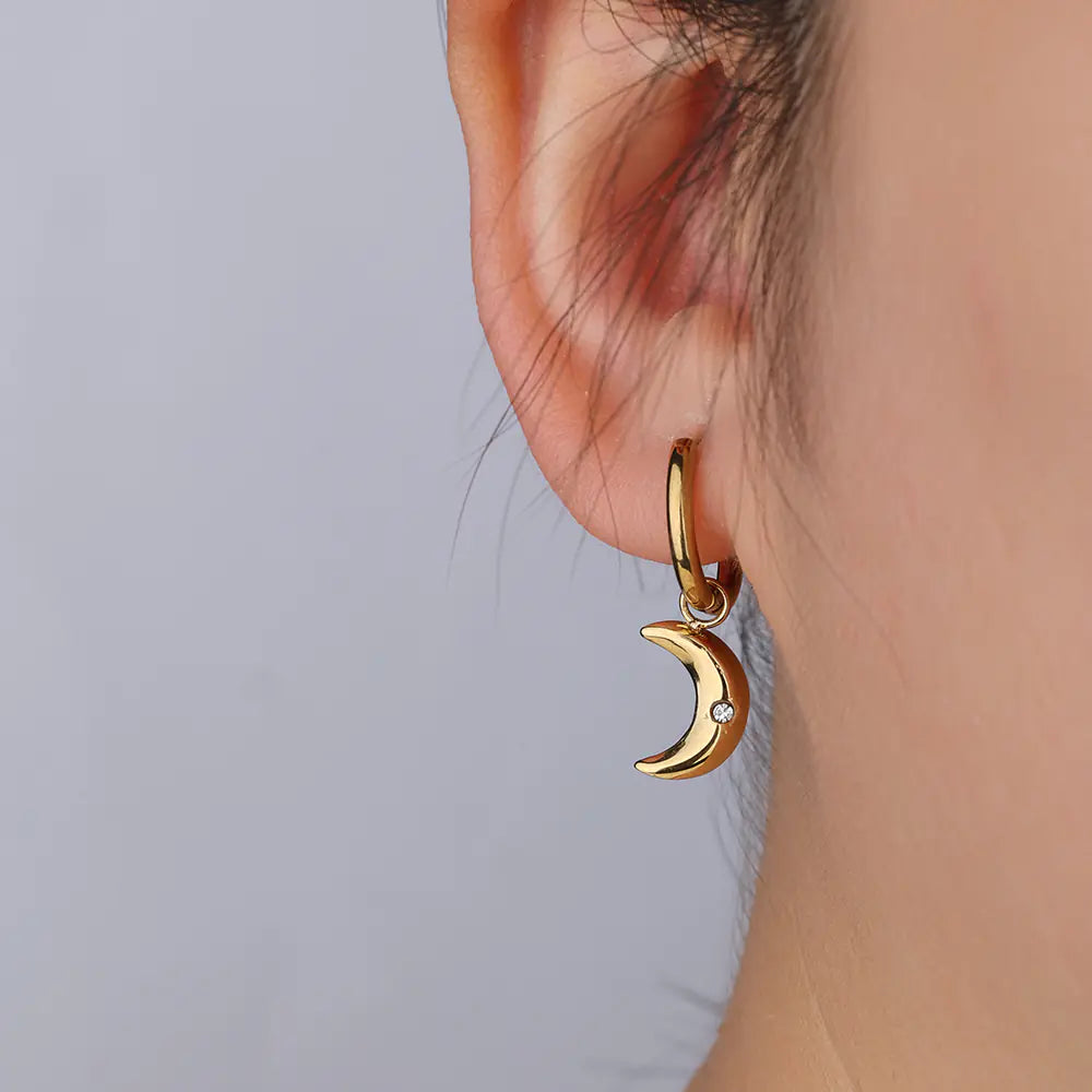 Moon Design Stud Earrings