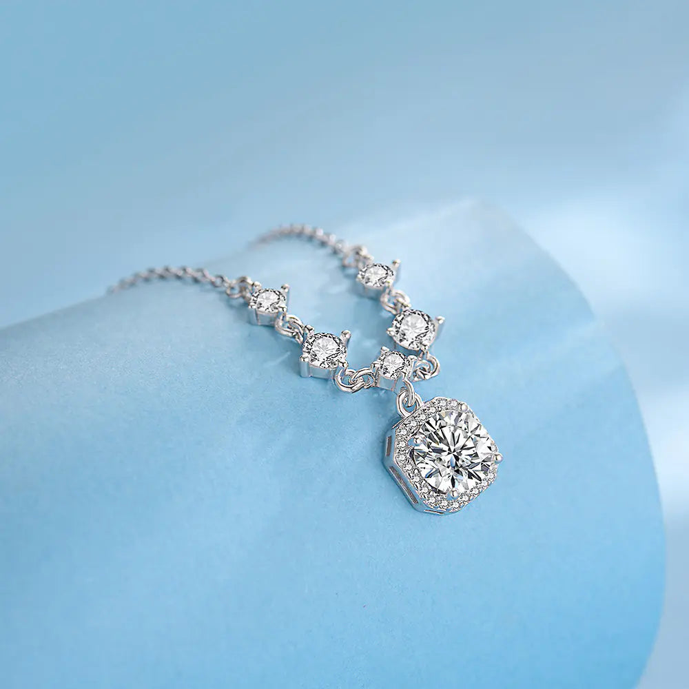 An heirloom-worthy moissanite pendant necklace